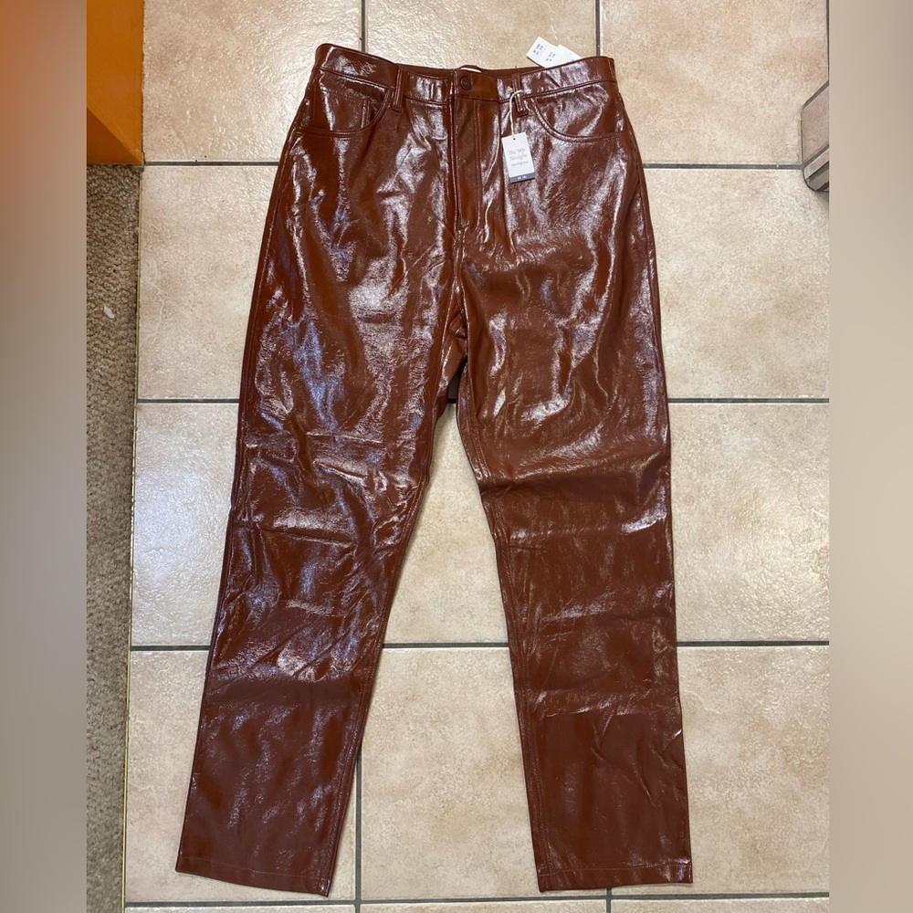 Brown metallic leather jeans. Ambercrombie